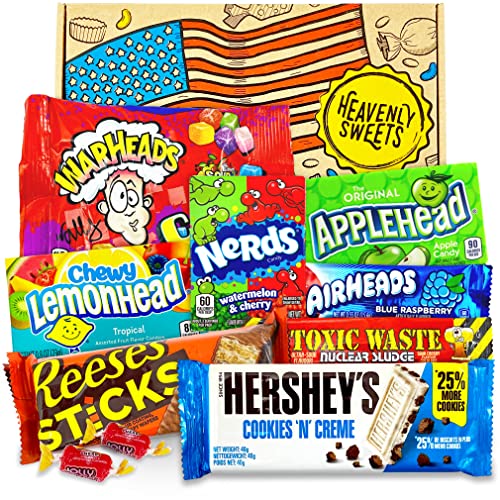 Chuches Americanas - Caja de regalo de caramelos y chocolates americanos -  Retro USA Candy - Cesta de regalo - cumpleaños, Navidad, Pascua - Heavenly  Sweets